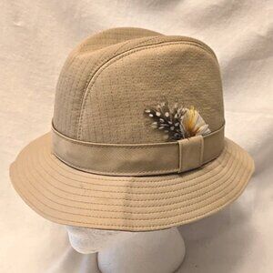 BURBERRY Vintage Cotton Gabardine Tan Fedora Hat.  Size Medium.
